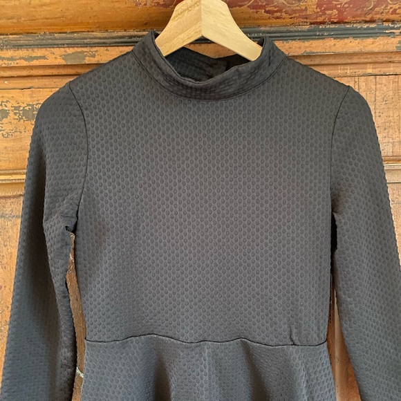 Free People Flirt N Flare Open Back Textured Black Mini Dress - Picture 4 of 7